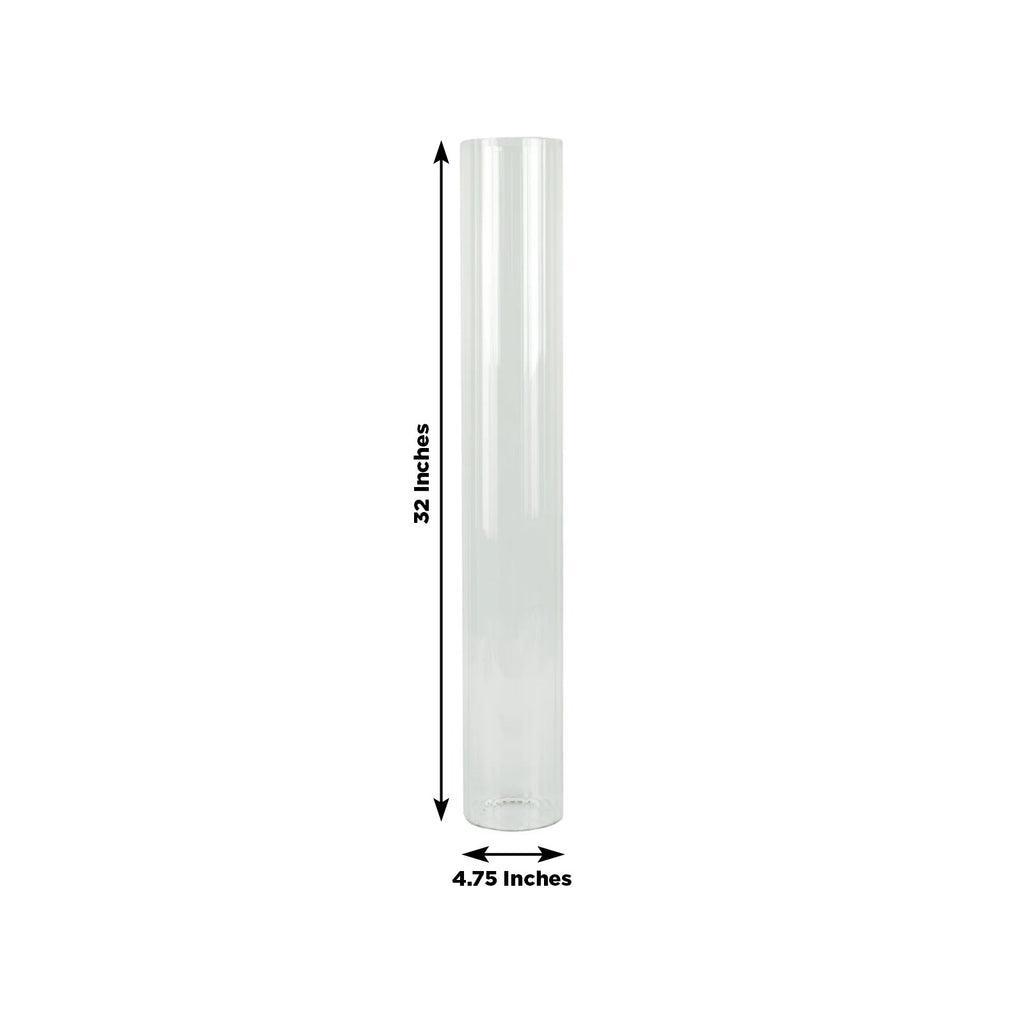 2 Pack Ribbed Cylinder Floor Vases – 32" Tall Clear Glass Vases for Event Aisles, Entryways & Wedding Decor