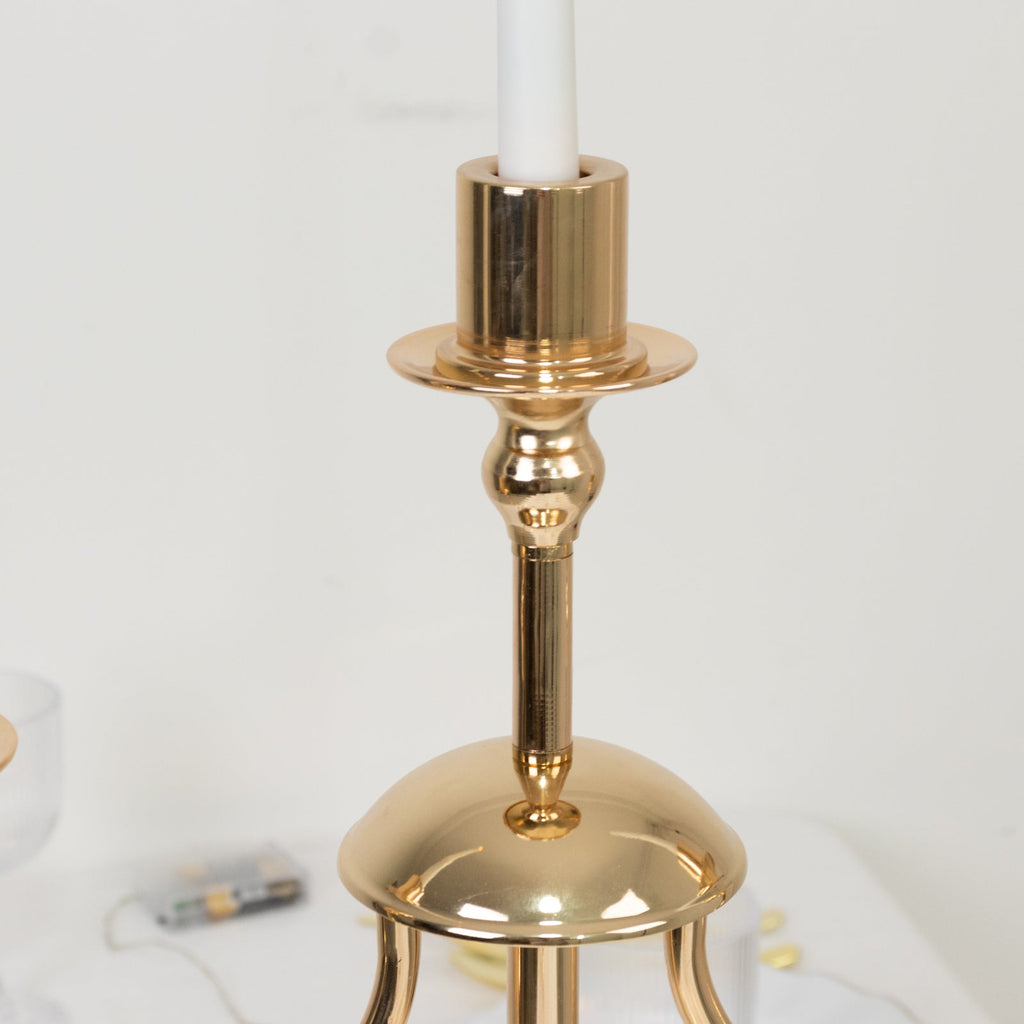 Gold 3-Arm Metal Candelabra – 22" Tall Modern Taper Candle Holder Centerpiece Stand