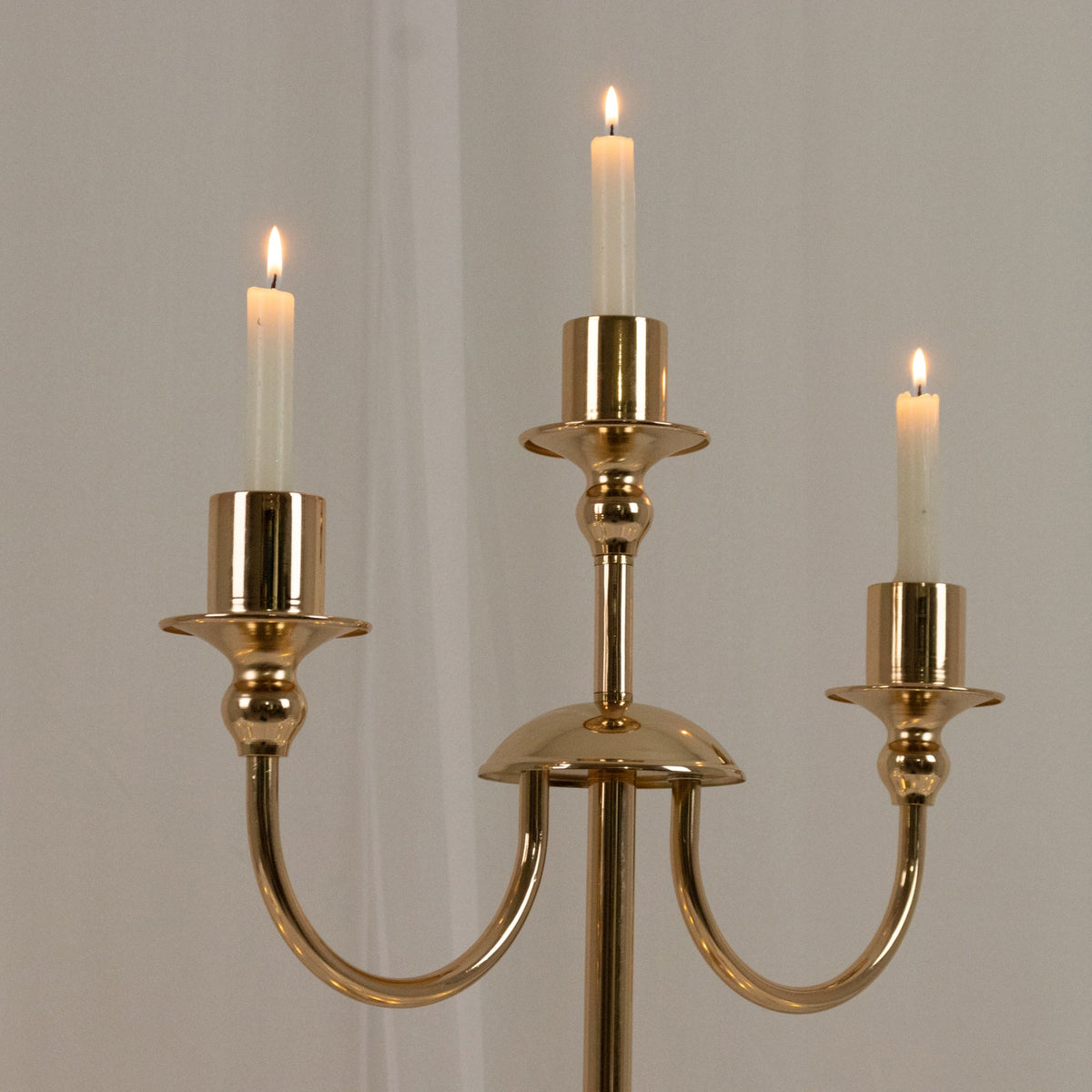 Gold 3-Arm Metal Candelabra – 22" Tall Modern Taper Candle Holder Centerpiece Stand