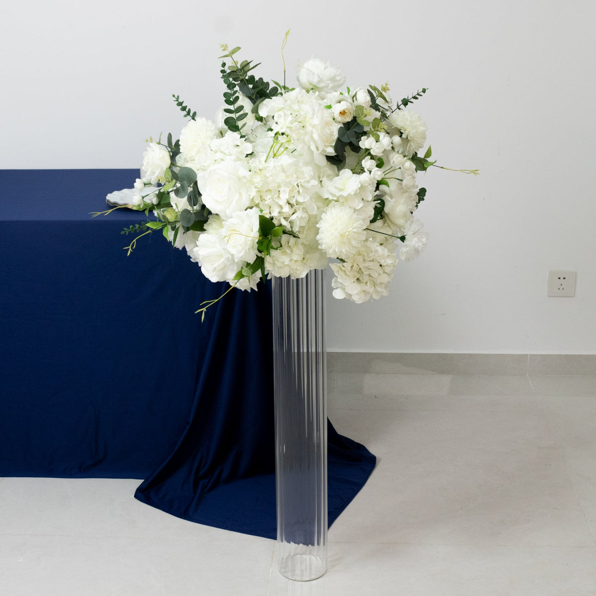 2 Pack Ribbed Cylinder Floor Vases – 32" Tall Clear Glass Vases for Event Aisles, Entryways & Wedding Decor